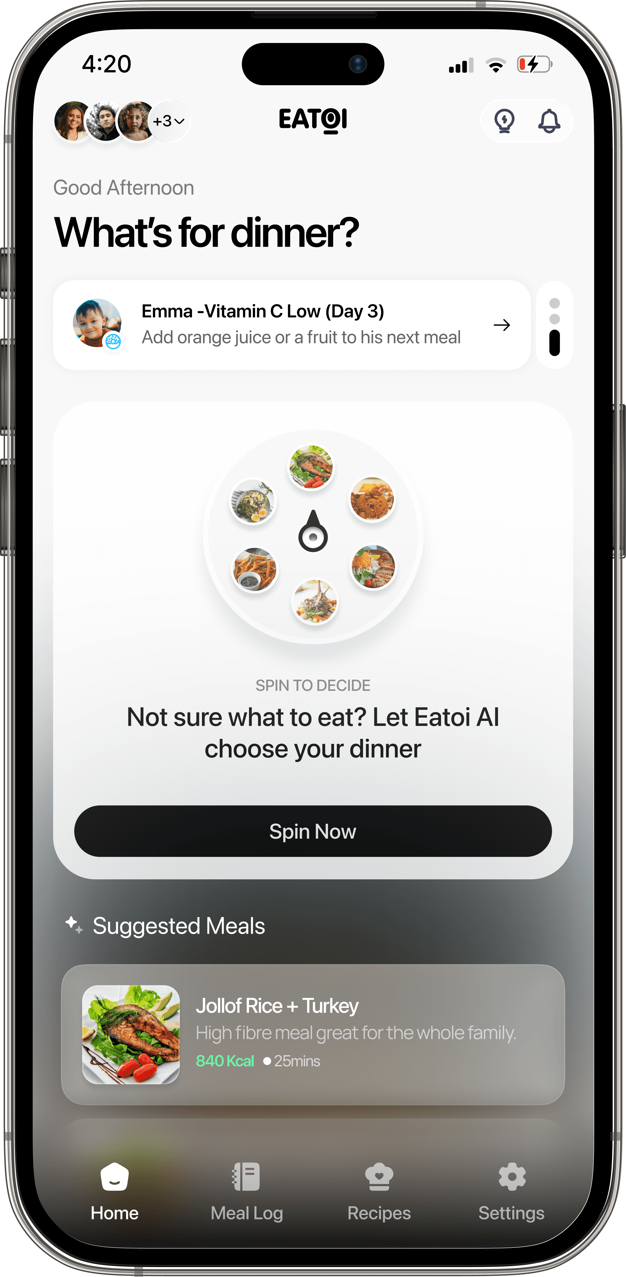 Eatoi app home screen